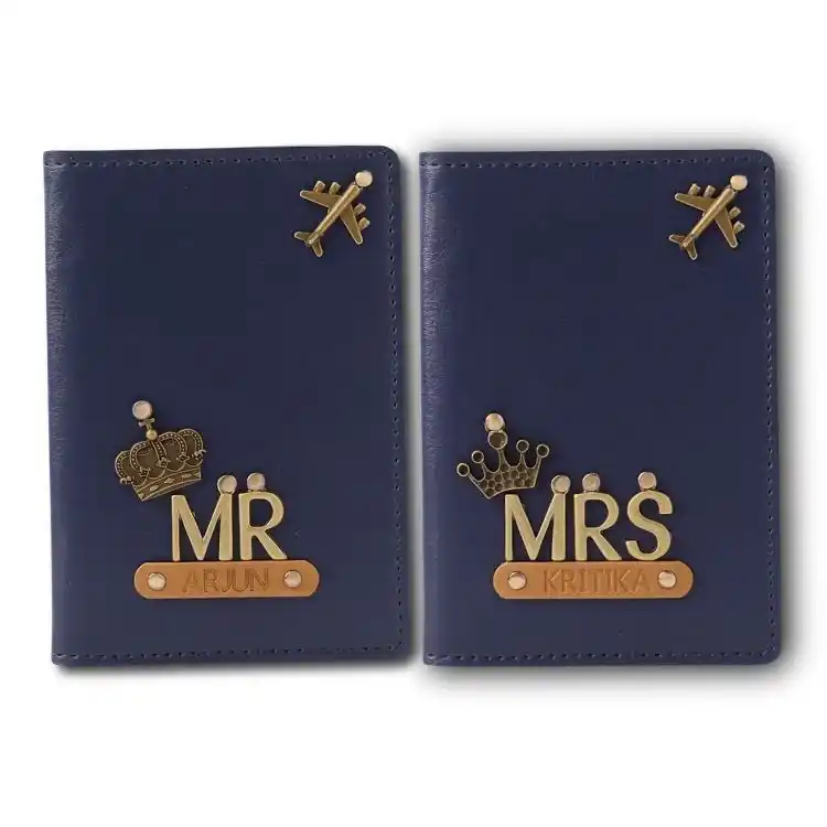 Buy Blue Personalized Mr and Mrs Passport Covers Online